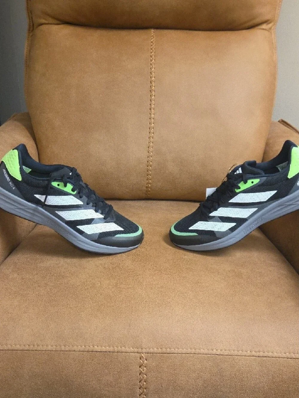 adidas ADIZERO Black & Neon Green Men's Running Sneakers